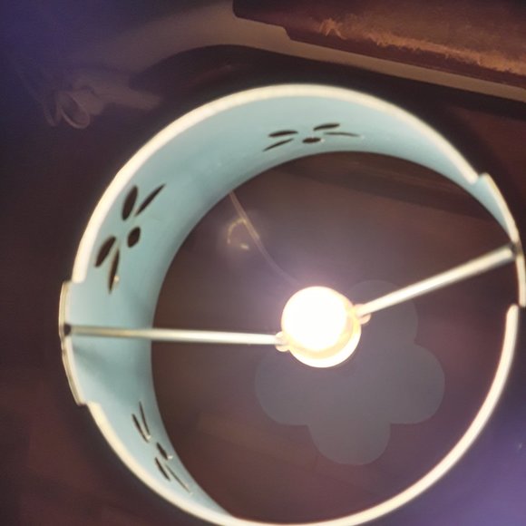 Vintage Steel Electric Lamp on Wooden Base - Blue - Picture 5 of 7